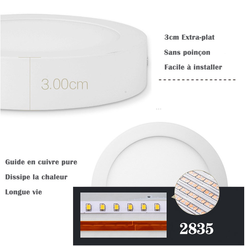 Plafonnier led Rond en saillie 24W ø300mm Blanc Chaud 3000K - Digilamp - 2
