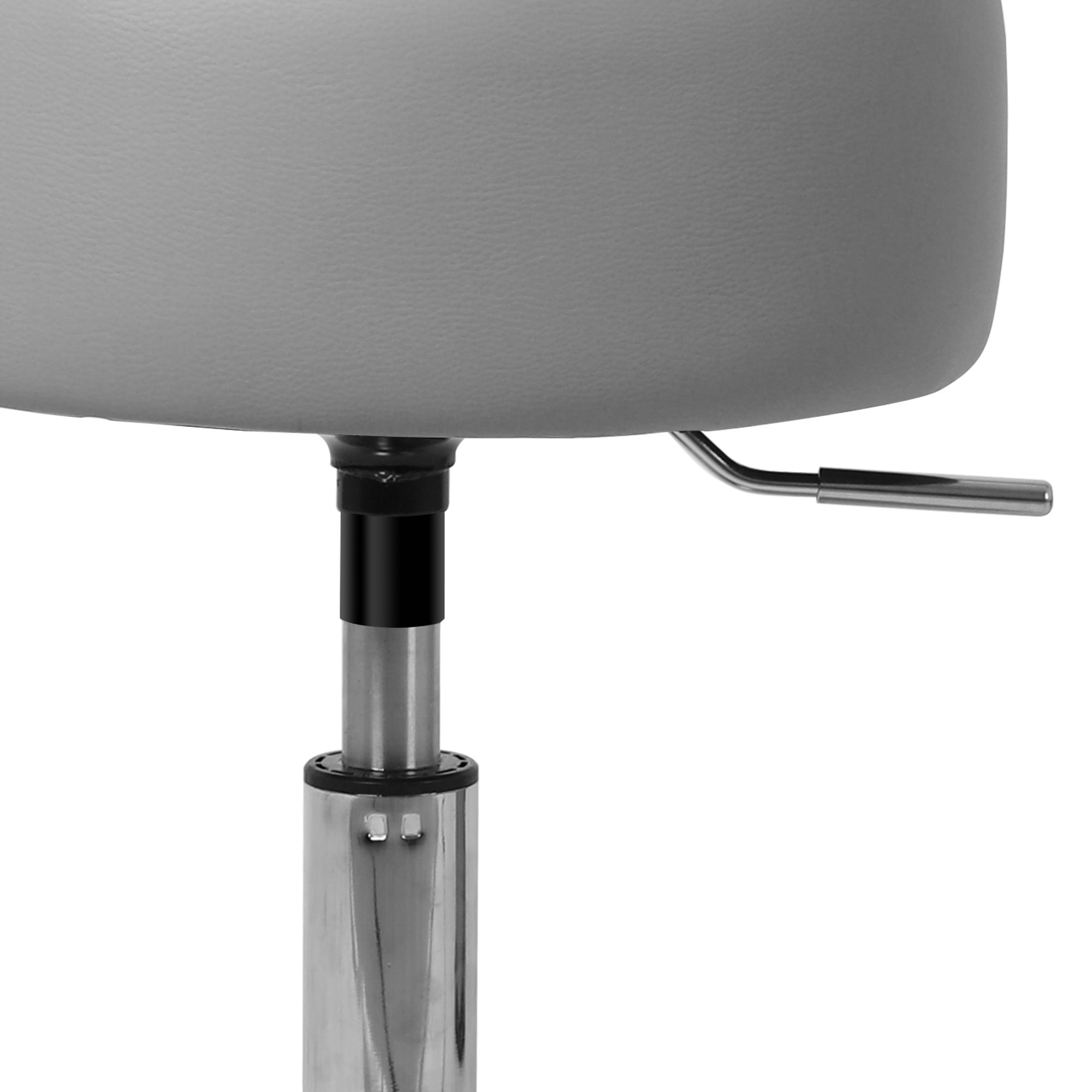 Tabouret de maquillage rembourré rond pouf gris clair hauteur réglable en acier - 2