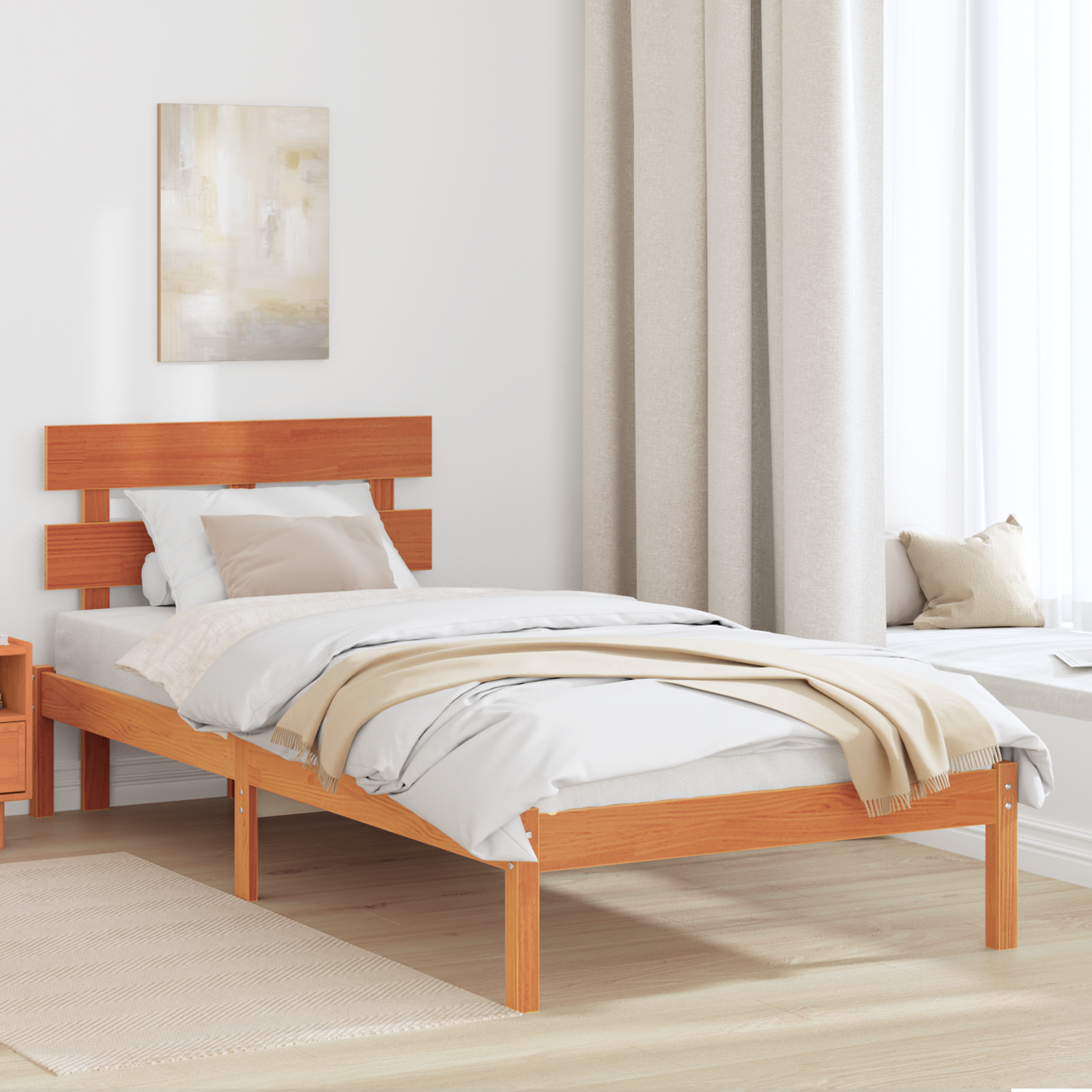 Ramka łóżka Brązowy 100 x 200 cm Lite drewno sosnowe vidaXL