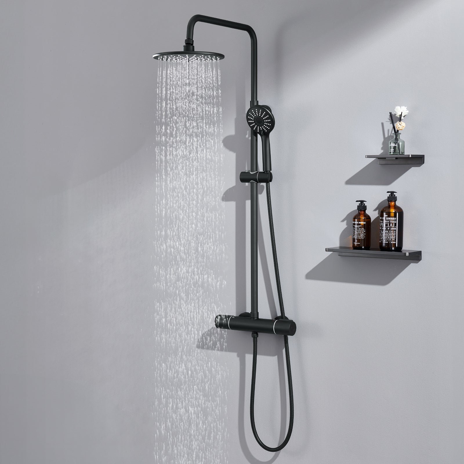 Görbach Colonne de Douche avec Mitigeur Thermostatique, Acier inoxydable Système de Douche avec Robinetterie, Pommeau de Douche,Chromée35*25 | Leroy Merlin
