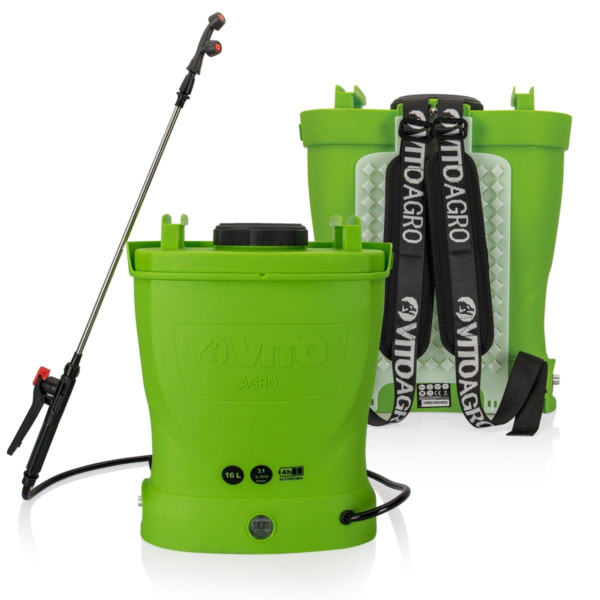 Pulvérisateur Electrique 16L à Batterie 12V 8AH 6 bars - Pulvérisateur Toiture avec Lance Télescopique, 3 buses et Chargeur VITO - 2