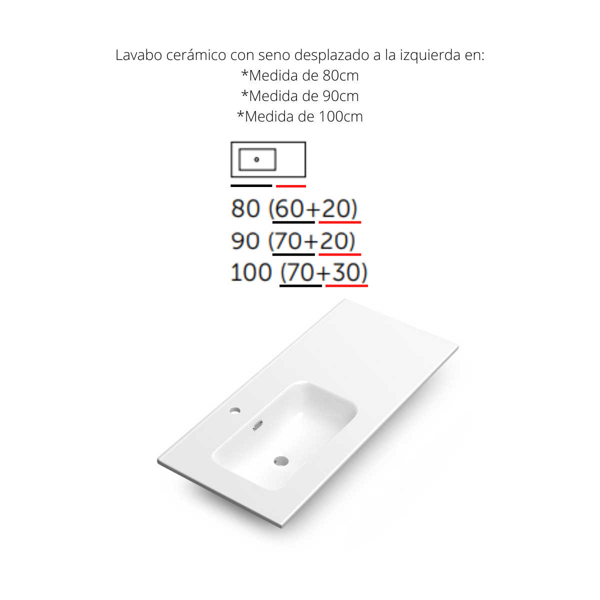 Mobili da bagno a muro con lavandino in ceramica | 90 cm | 2 cassetti Chiusura e organizzatore imbottiti 2 rientri laterali | Quercia naturale - 4