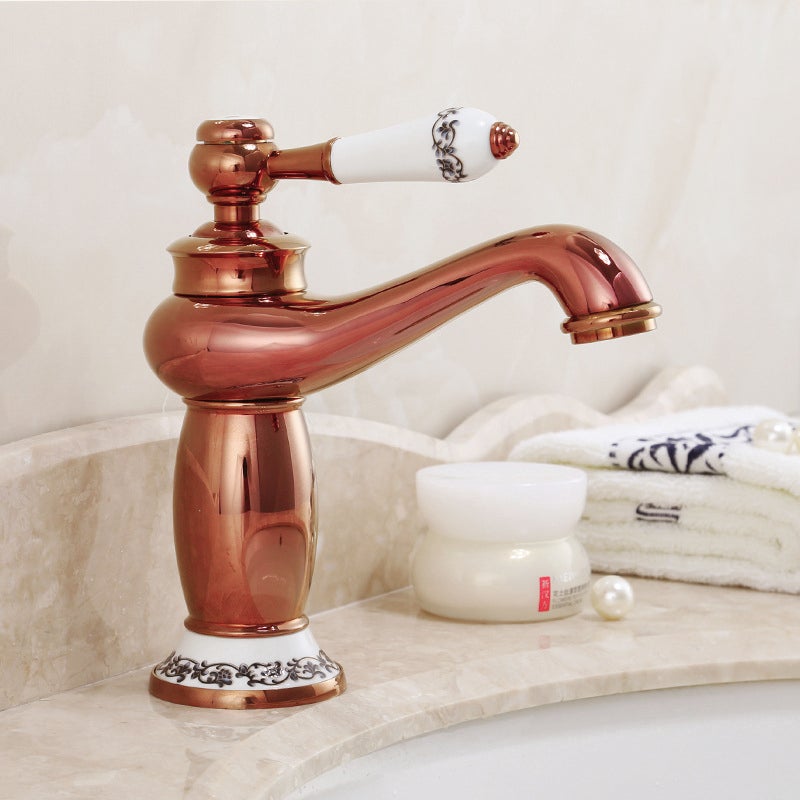 Bateria umywalkowa, bateria łazienkowa, bateria umywalkowa w stylu retro z regulacją ciepłej i zimnej wody - Bez węży doprowadzających wodę