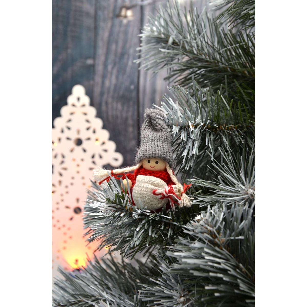 Laleczka dekoracyjna z workiem czerwona Girl 7,5 cm - 9