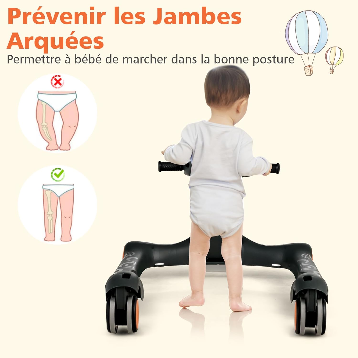 Trotteur Bébé 6-18 Mois, Trotteur Marche Bébé Evolutif 2 en 1, Pousseur Pliable avec Lumière et Musique, Hauteur Réglable en 3 Positions(Noir) - 8