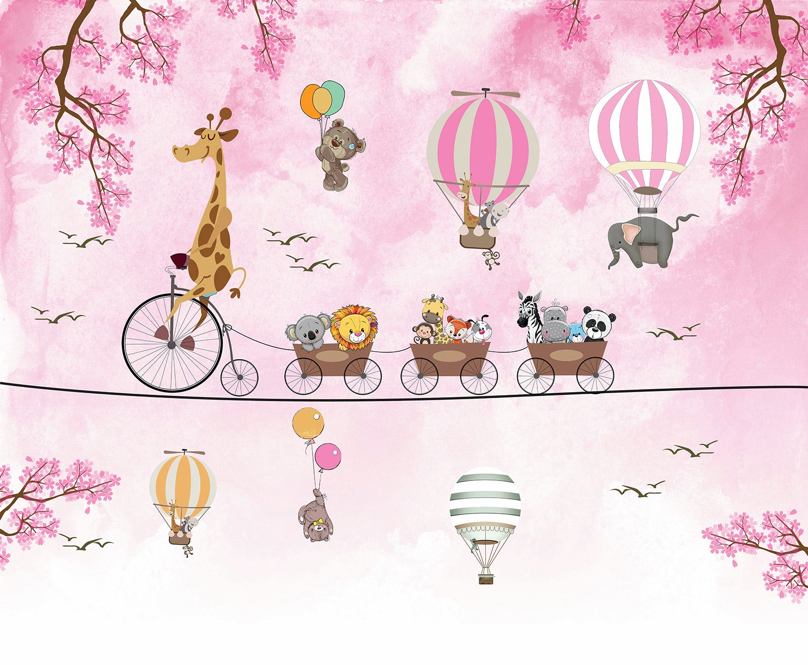 Carta Da Parati Panoramica Per Bambini - Animali Mongolfiera Larghezza 490 Cm X Altezza 255 Cm 93096942 Carta Da Parati Panoramica Per Bambini - Animali Mongolfiera Larghezza 490 Cm X Altezza 255 Cm 93096942