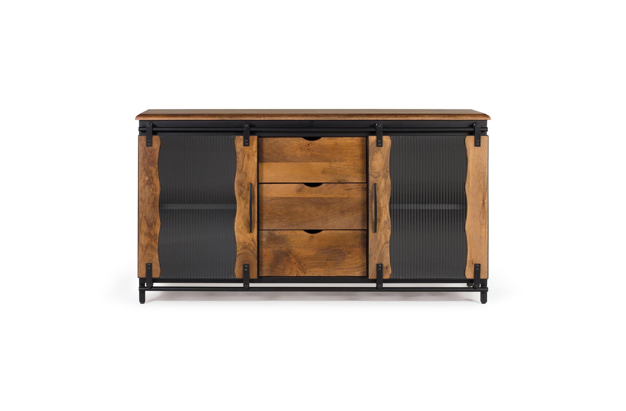 Komoda z drewna mango i metalu, styl industrialny - 80x150x40 GYC