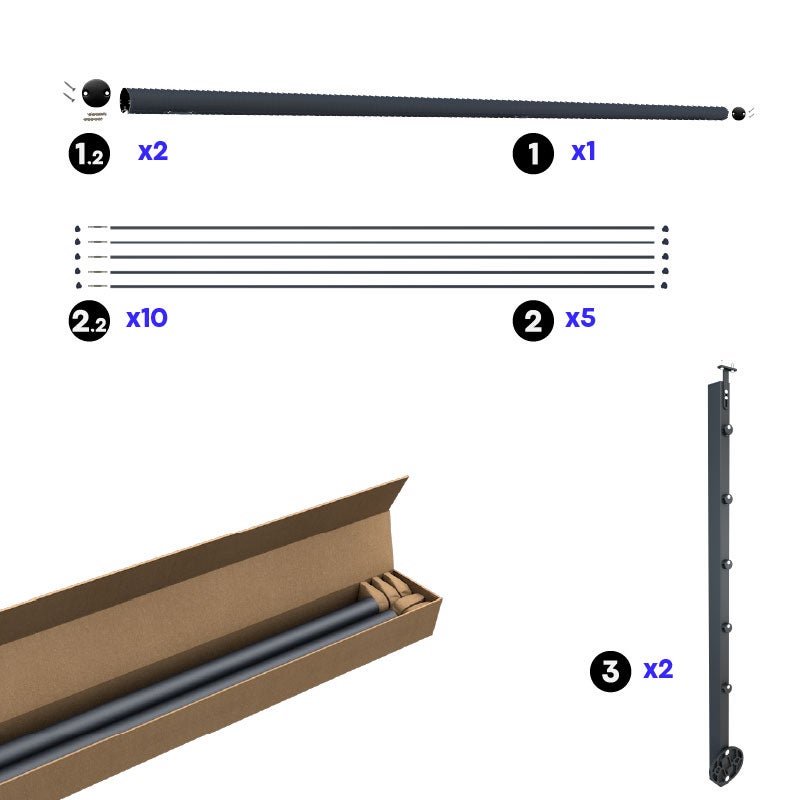 Kit garde-corps aluminium gris anthracite 2m pose latérale, Initio KORDO - 2