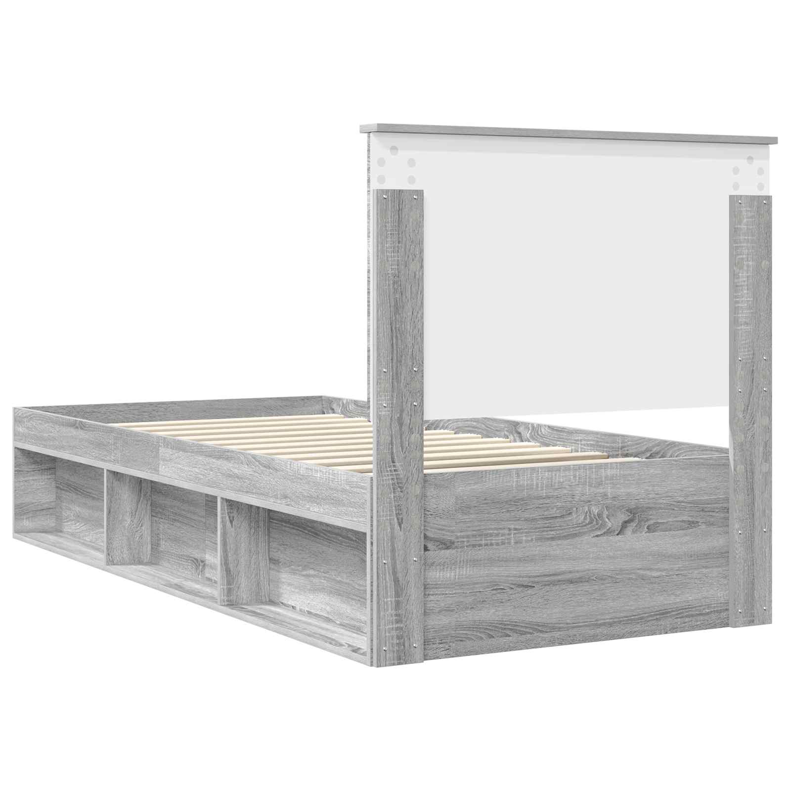Cadre de lit gris 100 x 200 cm en bois de pin massif - 9