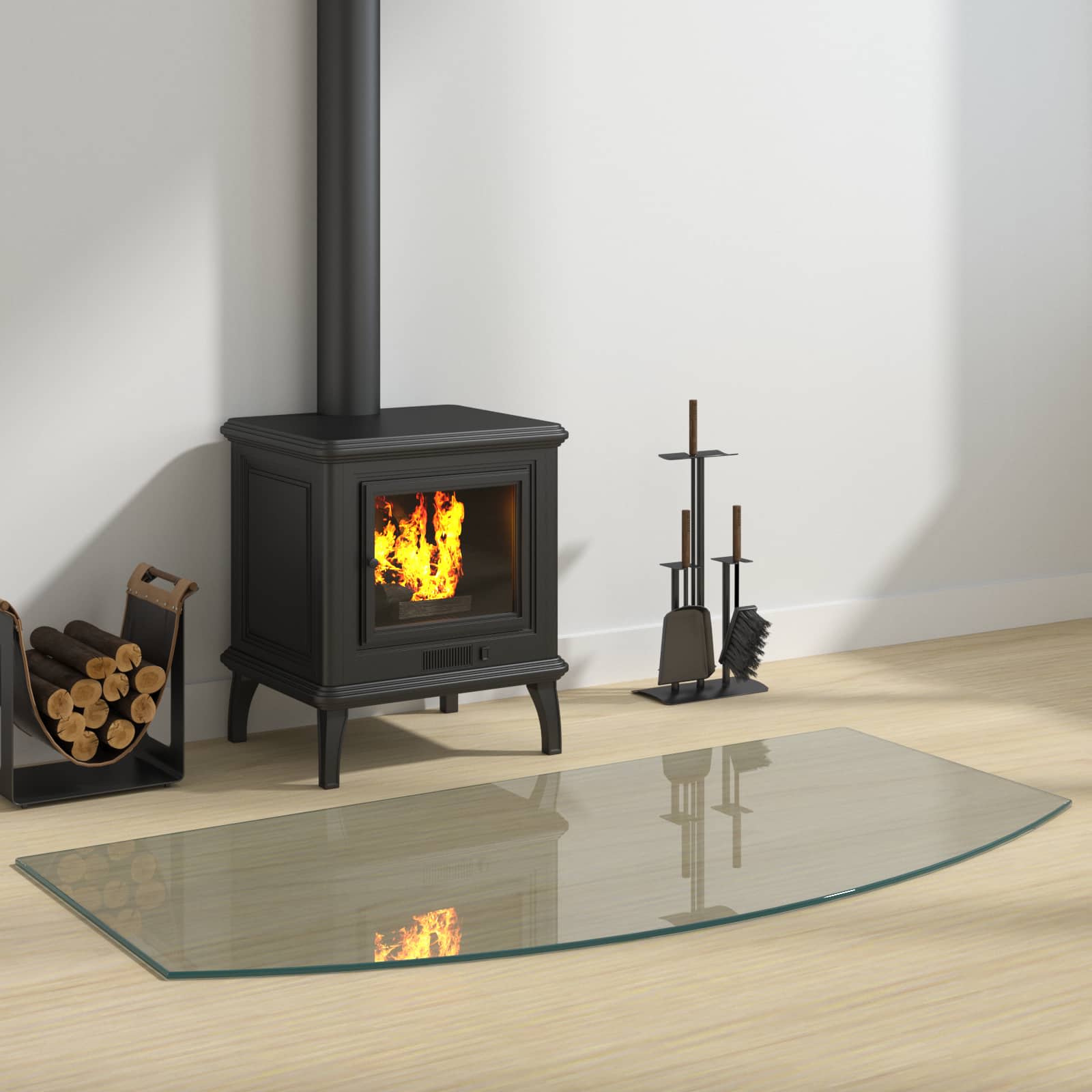 Placa de vidrio para chimenea transparente 120 x 60 cm cristal