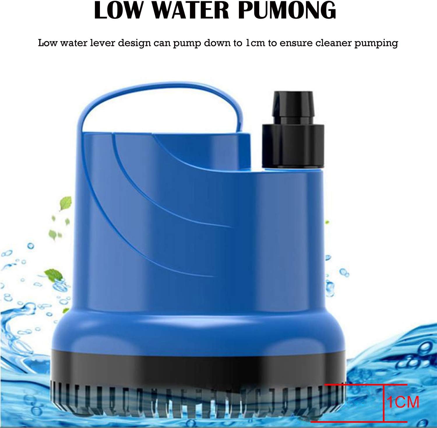 Mini Bomba de Água Bomba Submersível 1500L/H 20W 230V Bomba de Esgoto Altura de Elevação 1,6 M Cabo 1,8 M para Jardim, Aquário, Lago, Fonte - 3