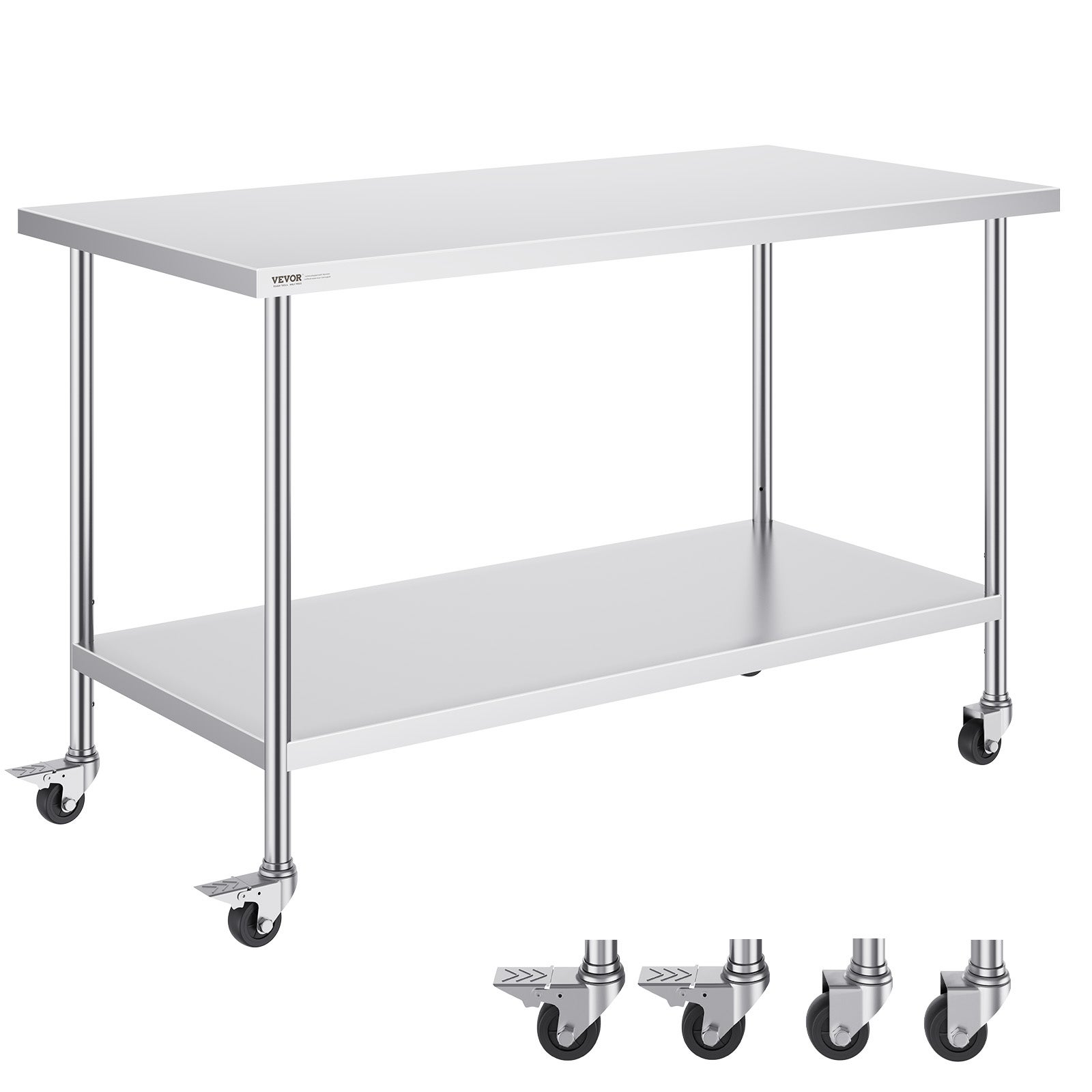 Table De Travail Professionnelle En Acier Inoxydable 201 - Réglable, 70kg Charge - 76x61x66cm