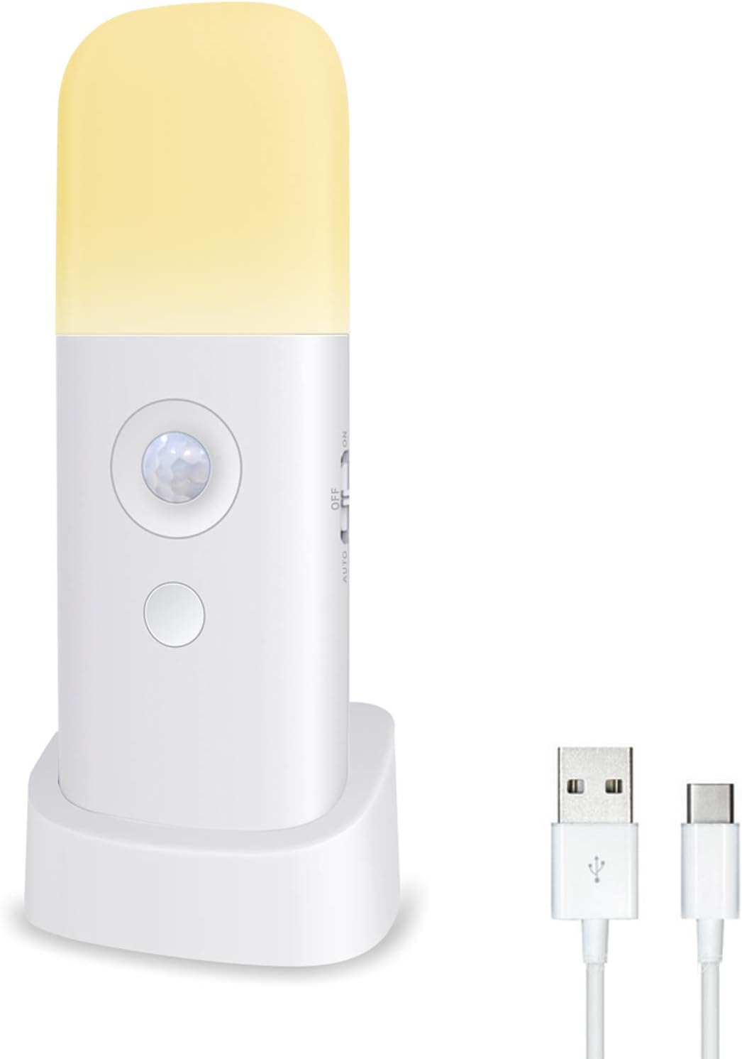Lampka nocna dla dzieci, lampa z czujnikiem ruchu, regulowana jasność, przenośna, ładowalna, do sypialni, pokoju dziecięcego i salonu (1 sztuka)