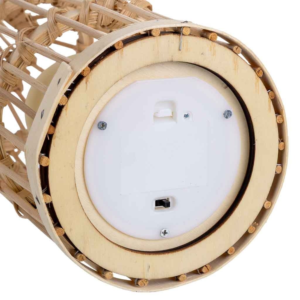 Jarron trenzado de ratan con vela a pilas natural, D14x44,5cm - 6