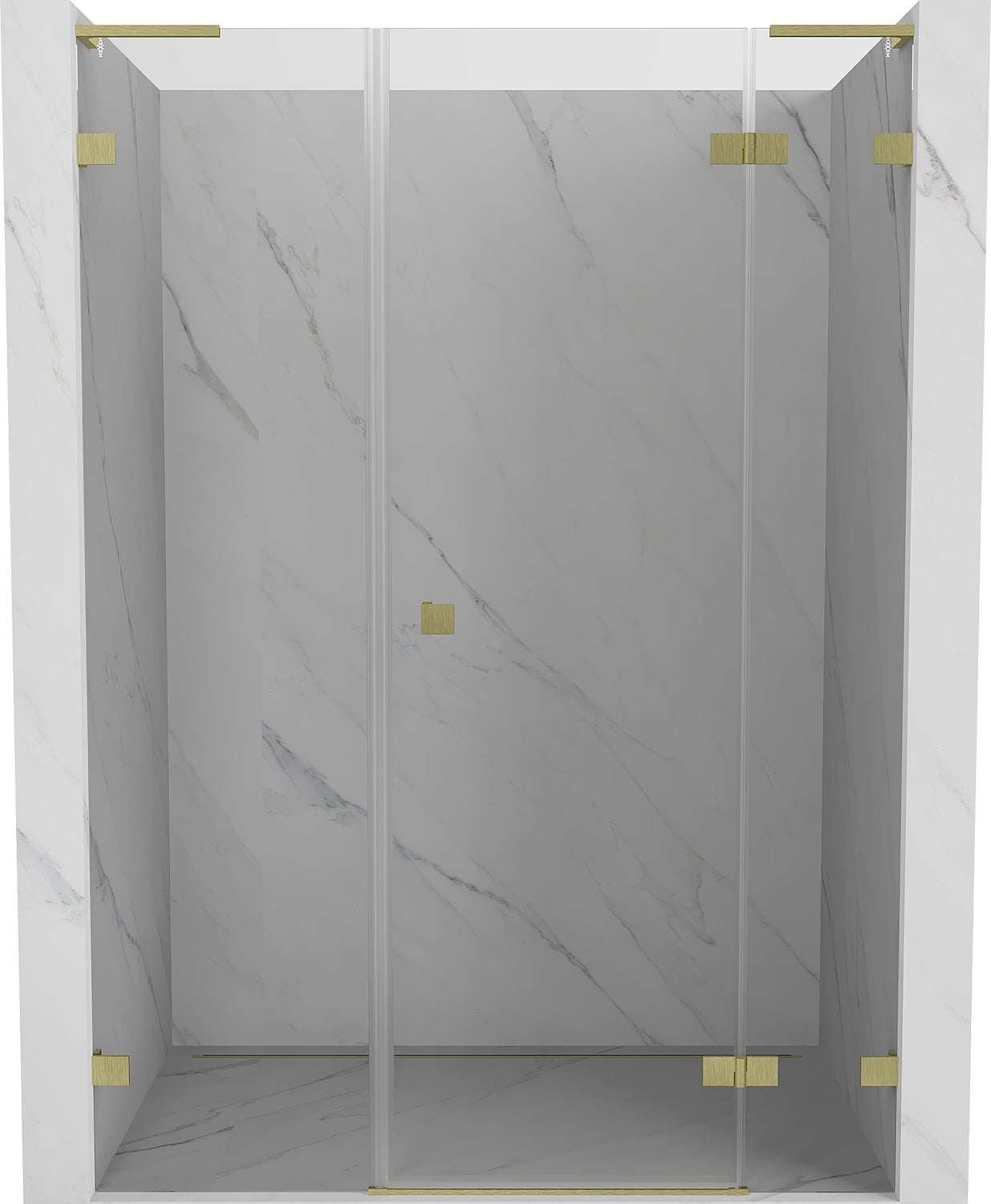 Mexen Lunar L drzwi prysznicowe uchylne prawe 155 cm, transparent, złote szczotkowane - 834SL-155-050-55-00-P