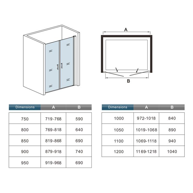 Aica Douche Italienne Receveur 100x70cm Avec Porte De Douche Battante 100cm Hauteur 187cm - 5
