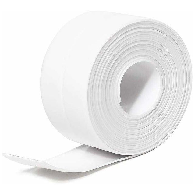 (Blanc，3.8CMx3.2M) Bande d'étanchéité en silicone pour salle de bain, bande d'étanchéité auto-adhésive en PE imperméable adaptée à la baignoire