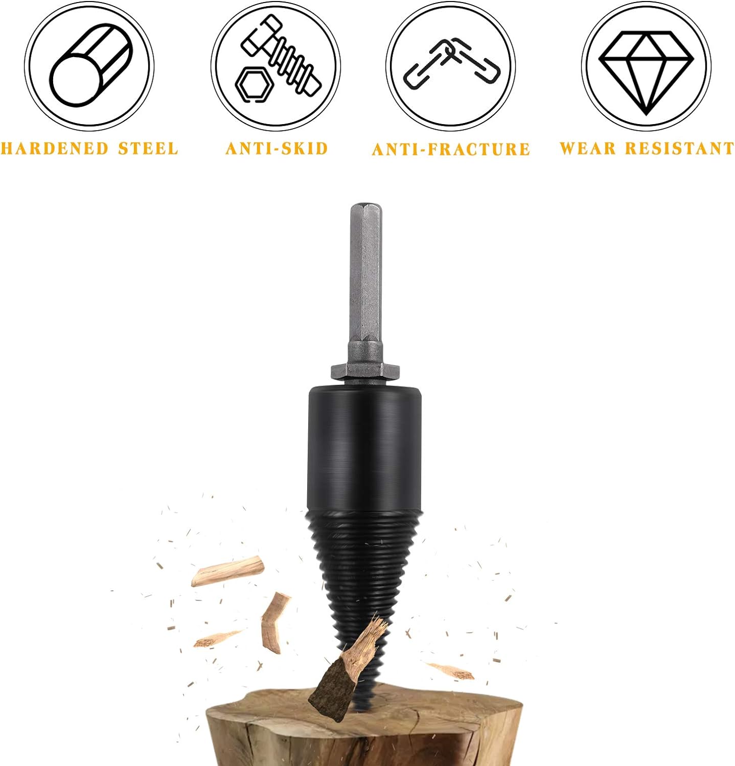 Cône Fendeur à Bois 38 Mm - Pour Perceuse, Acier Forgé, Pour Fendre Bûches Facilement, Longueur 14 Cm - 6