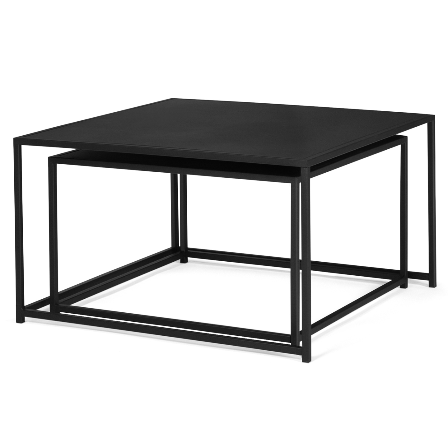 Lot de 2 tables basses gigognes DAVIS 60/70 en métal noir mat design industriel - 3