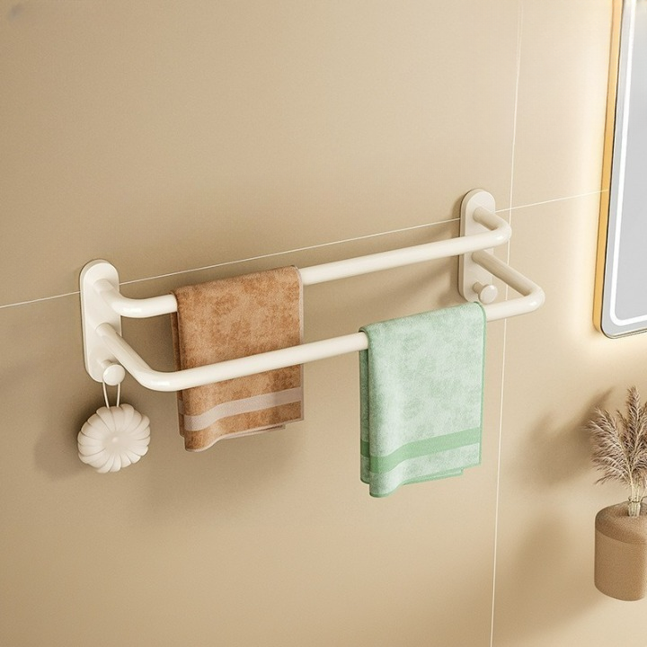 Porte-serviettes Sans Perçage Blanc - Aluminium, Adhésif Puissant - Pour Salle De Bain, Cuisine, Surface Lisse