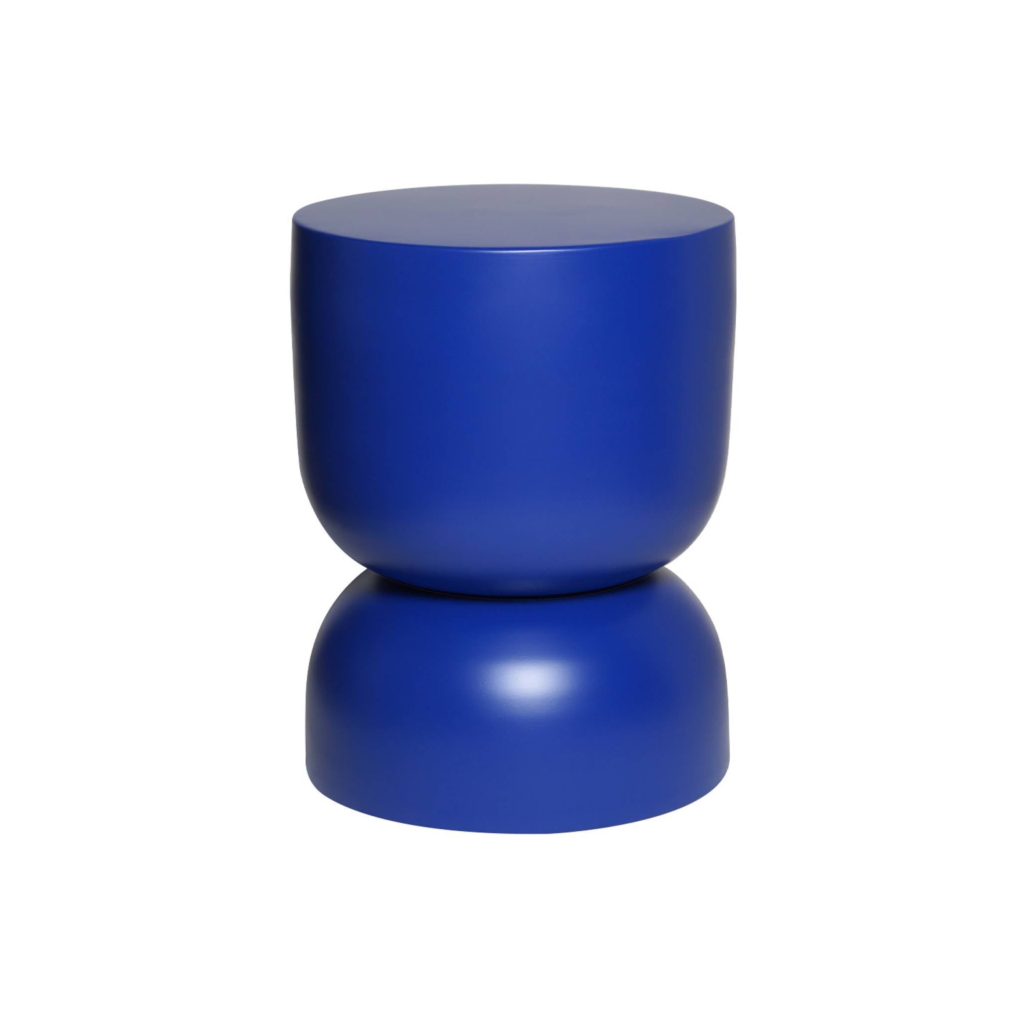 Table D'appoint Pliante Ronde – Plateau Bleu Foncé, Métal – Pour Salon, Chambre, Jardin – Dimensions 47x49,3 Cm
