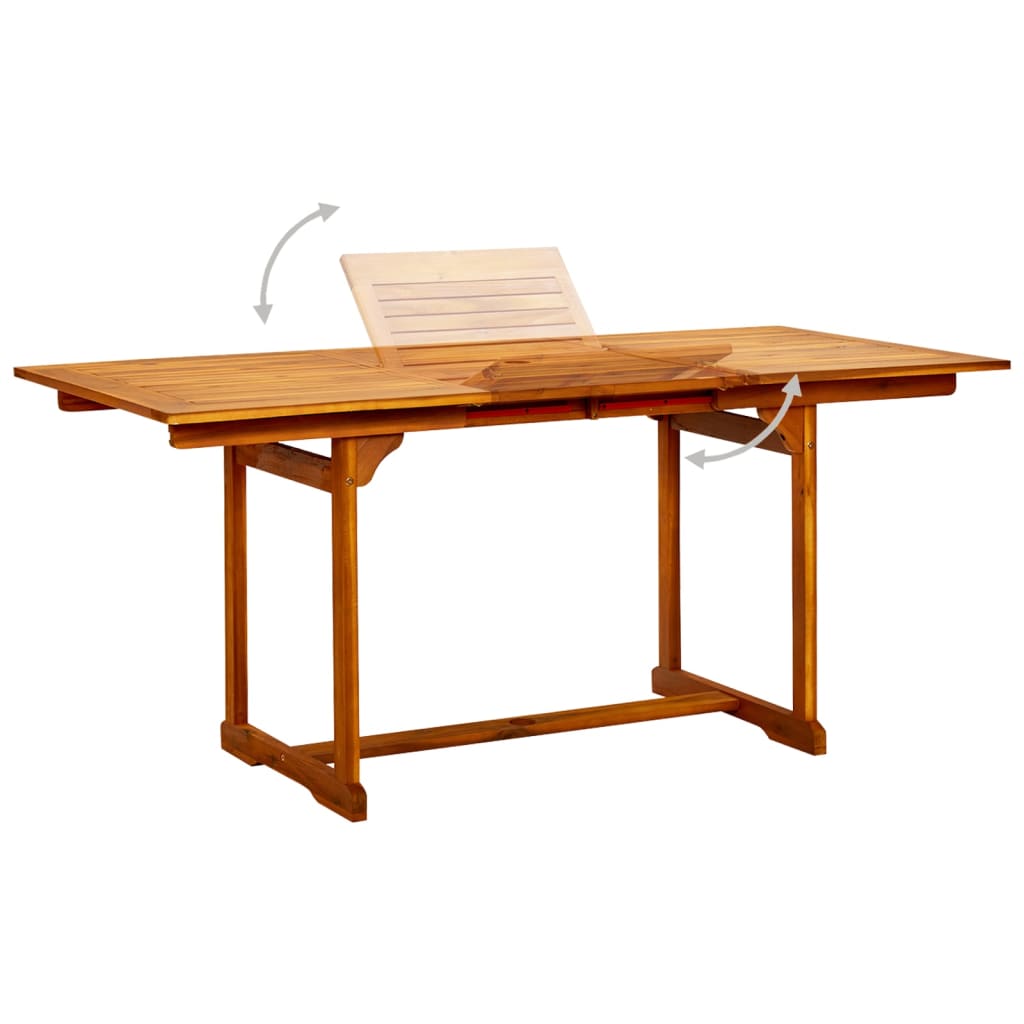 Table à dîner de jardin (120-170)x80x75 cm Bois d'acacia massif - 3