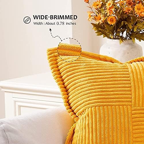 Gigizaza - Copricuscino in velluto, comodo, jacquard, a righe, quadrato, per divano o letto, per arredamento domestico, confezione da 2 pezzi, Velluto, Oro, 20 x 20 pollici / 50 x 50 cm