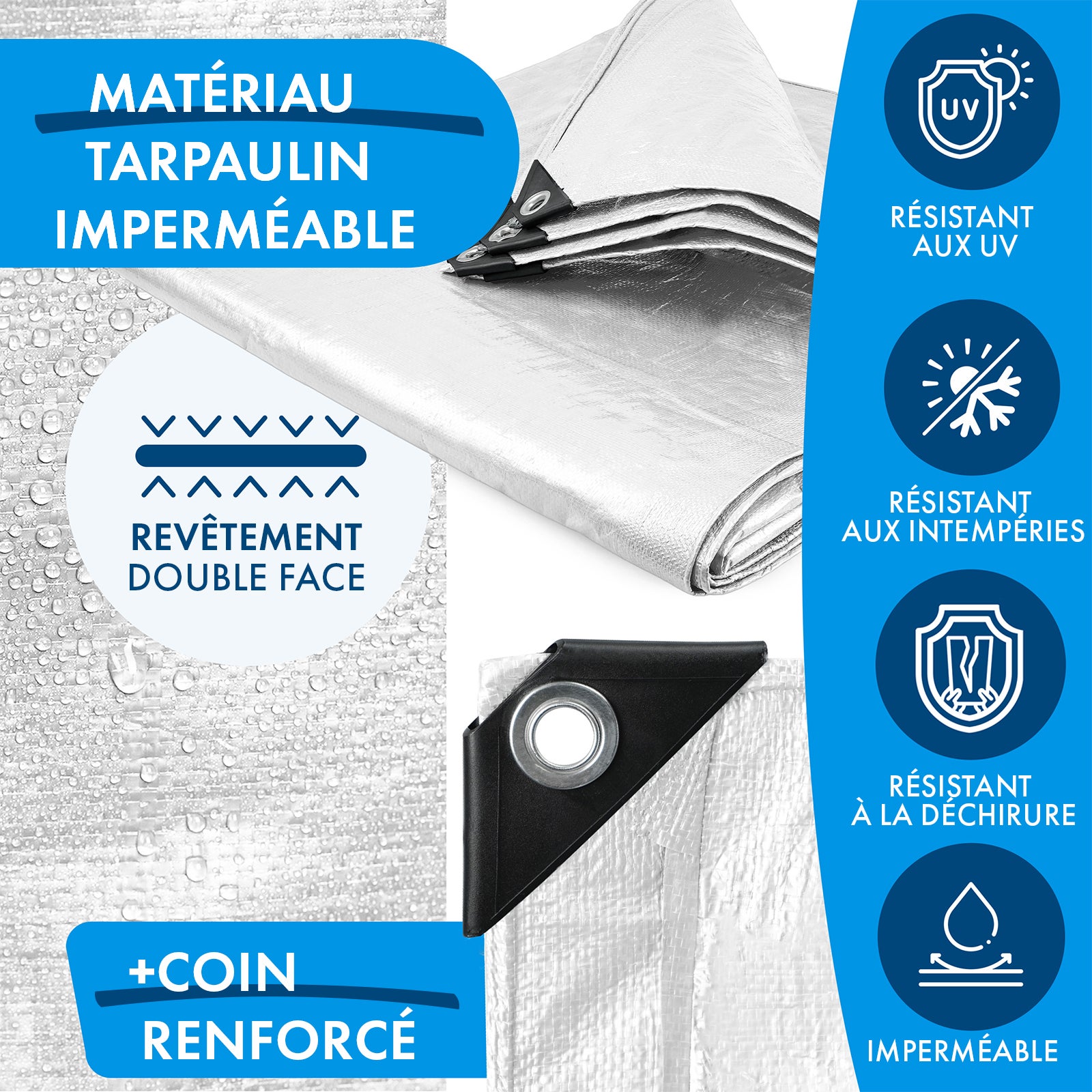 Bâche de protection imperméable 140 g/m² Blanc 3 x 5 m - 7