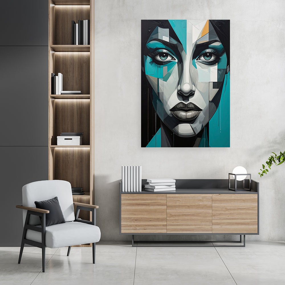 Obraz do salonu sypialni salonu, Kobieta Portret Turkusowy 70x100 - 2