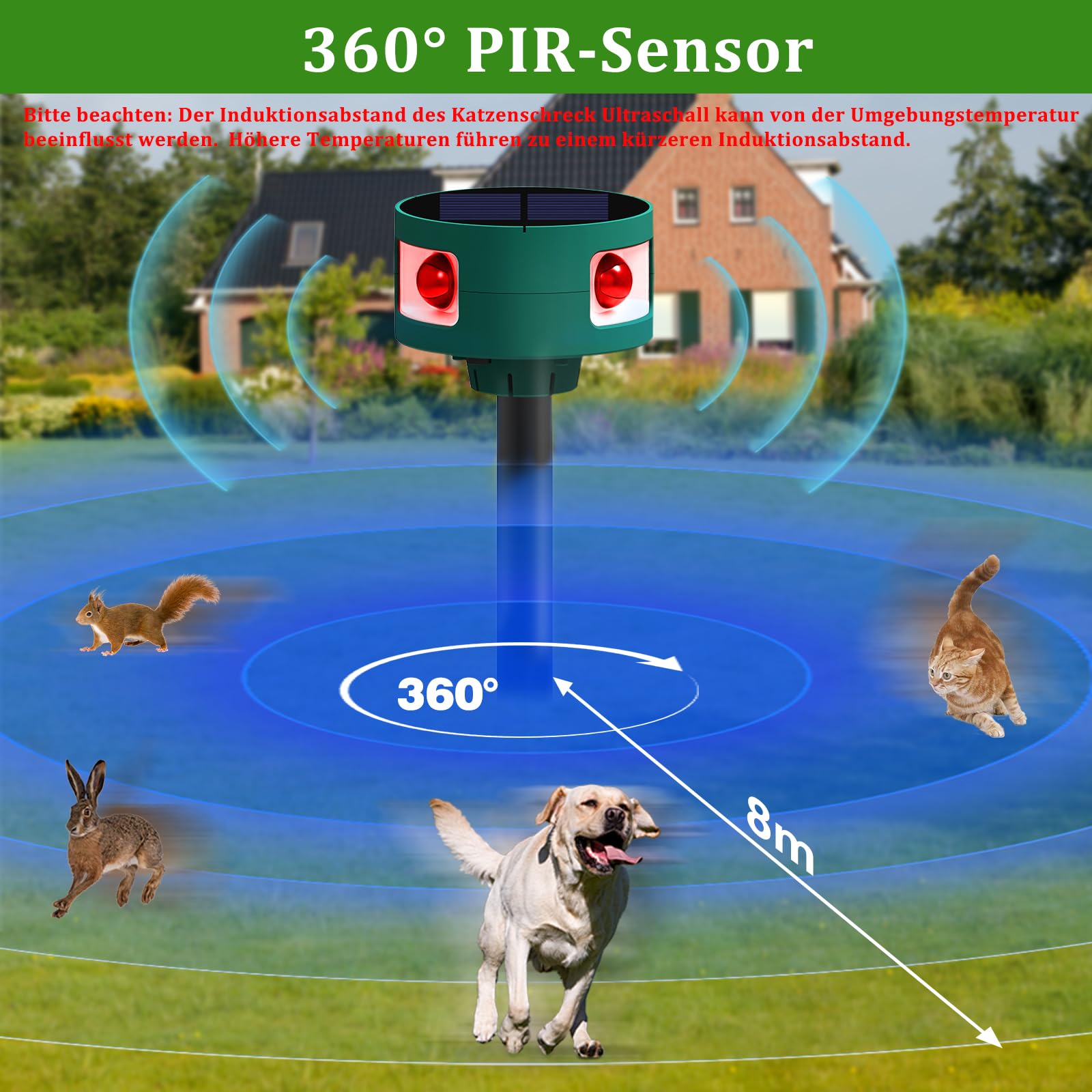 TONYSA Repulsif Chat Solaire, Répulsif Chat Ultrason Exterieur, 4 Modes Répulsif Ultrason Anti Rongeurs , IP55 Imperméable Repulsif Animaux pour Anti Chats Chiens Souris Ratons