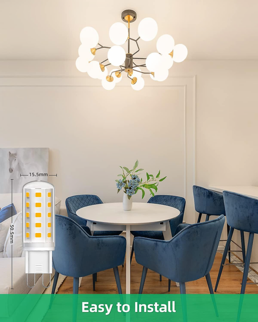 Lot de 6 ampoules LED G9, équivalent 3 W à une lampe halogène de 30 W, blanc chaud sans scintillement pour chambre à coucher, salon, non variable. - 3