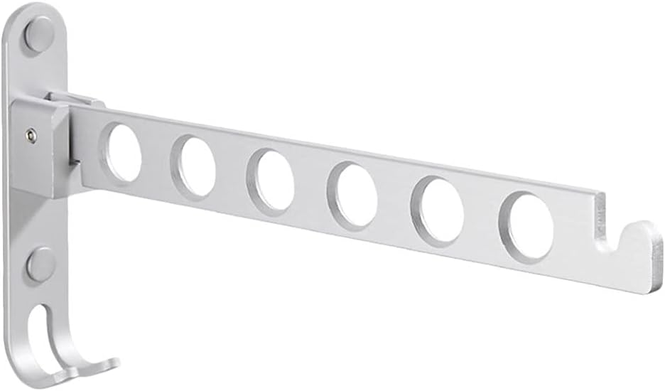 Suszarka do ubrań montowana na ścianie, obrotowa o 90°, składana, ścienna, 6 otworów, srebrna