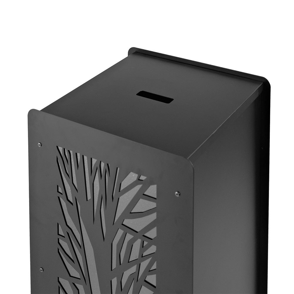 Réservoir à granulés 55 kg noir - 37 x 37 x 69 cm - Acier robuste et tamis intégré - 8