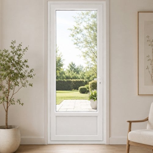 Porte fenêtre PVC blanc 1 vantail hors tout H 218 x L 96 cm ouverture française pour pose en neuf - tirant gauche