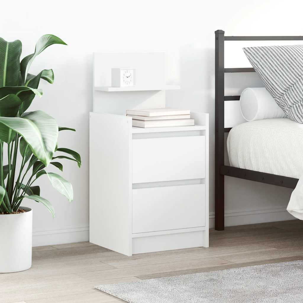 Lot de 2 tables de chevet étroites fonctionnelles en chevet et table d'appoint - 2 tiroirs, compartiment - blanc, 25x30x60cm