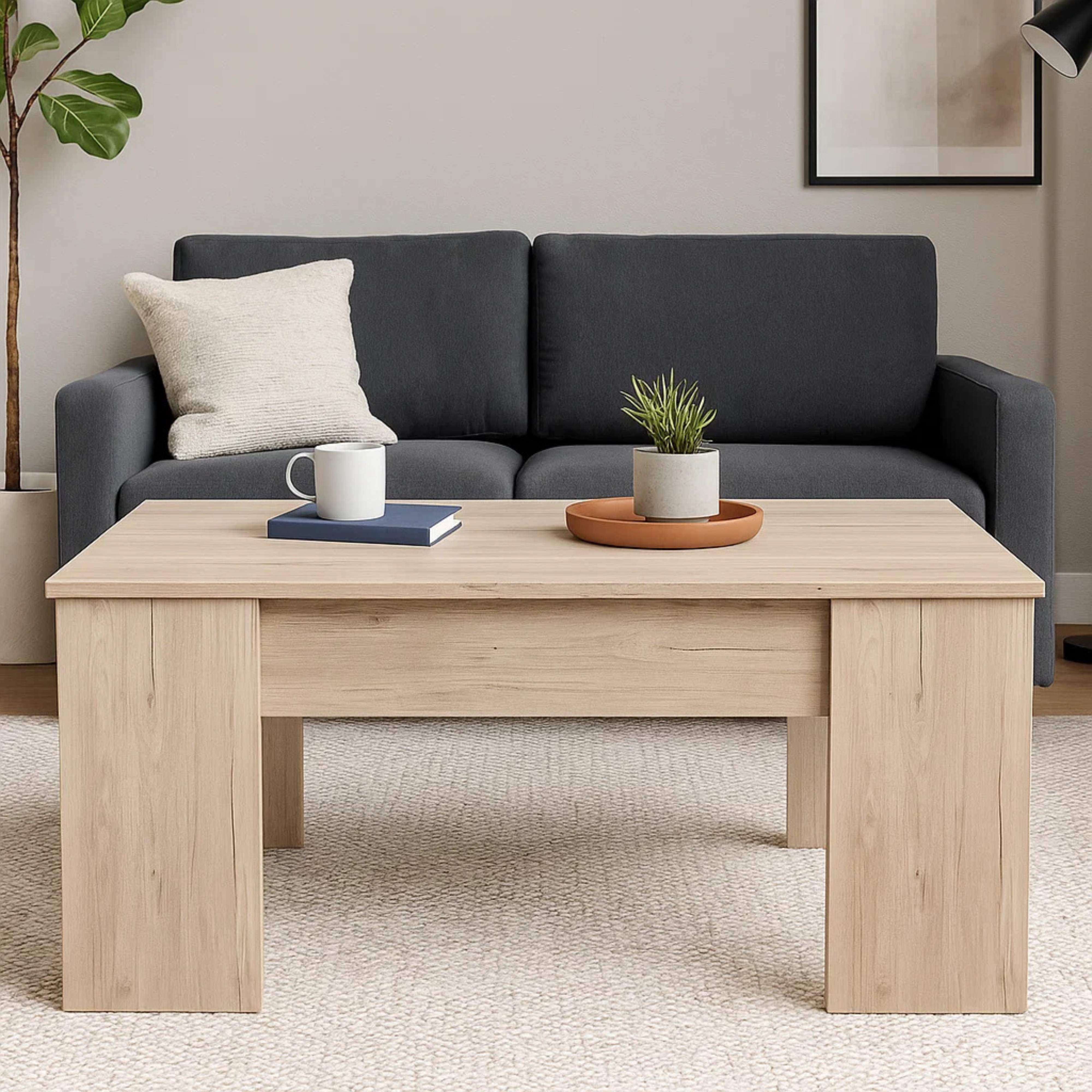 Mesa de centro elevable Low salón comedor color color sahara estilo moderno mueble 100x45x50cm - 6