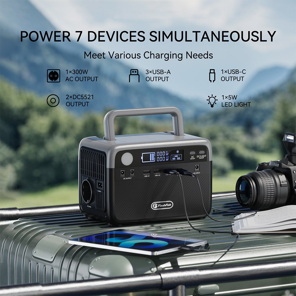 Station d'Énergie Portable Flashfish BP030B 300W, 230.4Wh LiFePO4, 600W de Puissance de Pointe, Recharge Pendant l'Utilisation - 5