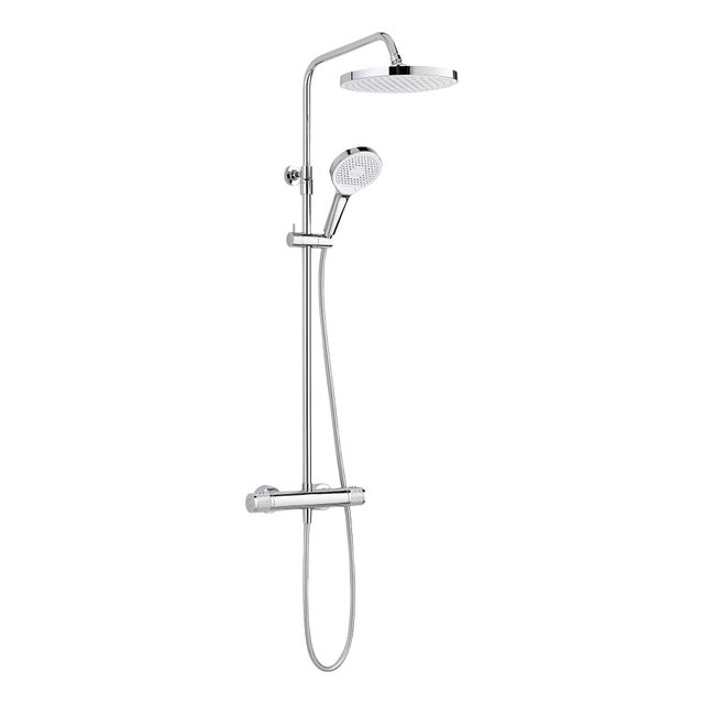 Schulte colonne de douche, mitigeur thermostatique, robinetterie avec douche de tête effet pluie, douchette 3 jets, chrome, GLAIA