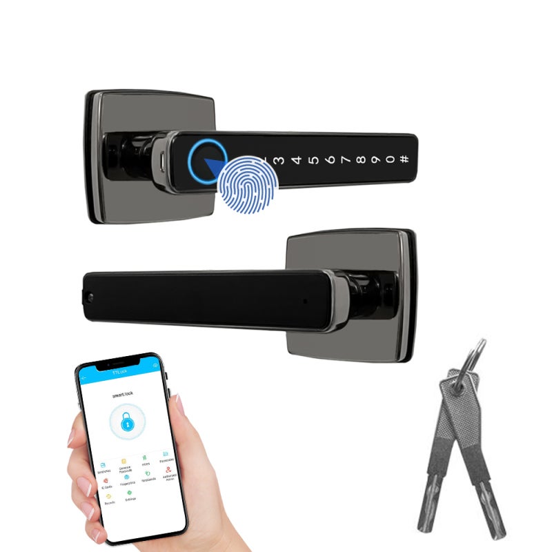 Serrure Biométrique SOS Noire Avec Clé Et Cartes - Porte D'entrée