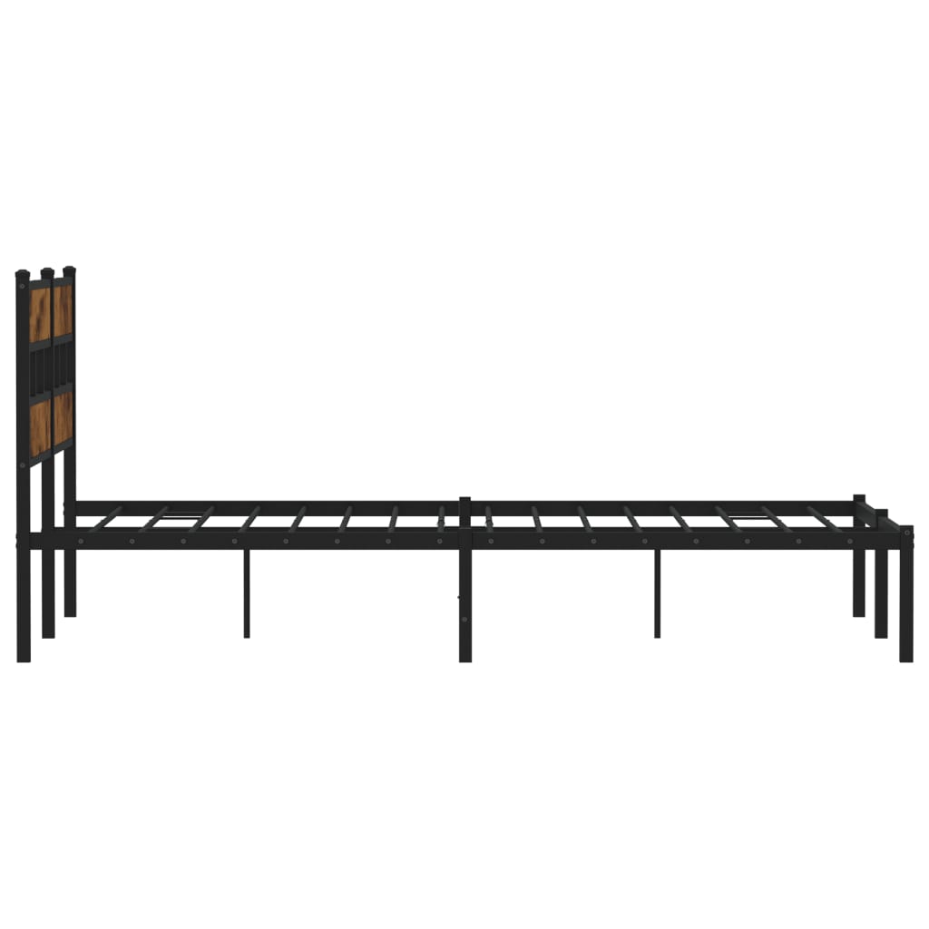 Cadre de lit en métal sans matelas chêne fumé 160 x 200 cm - 5
