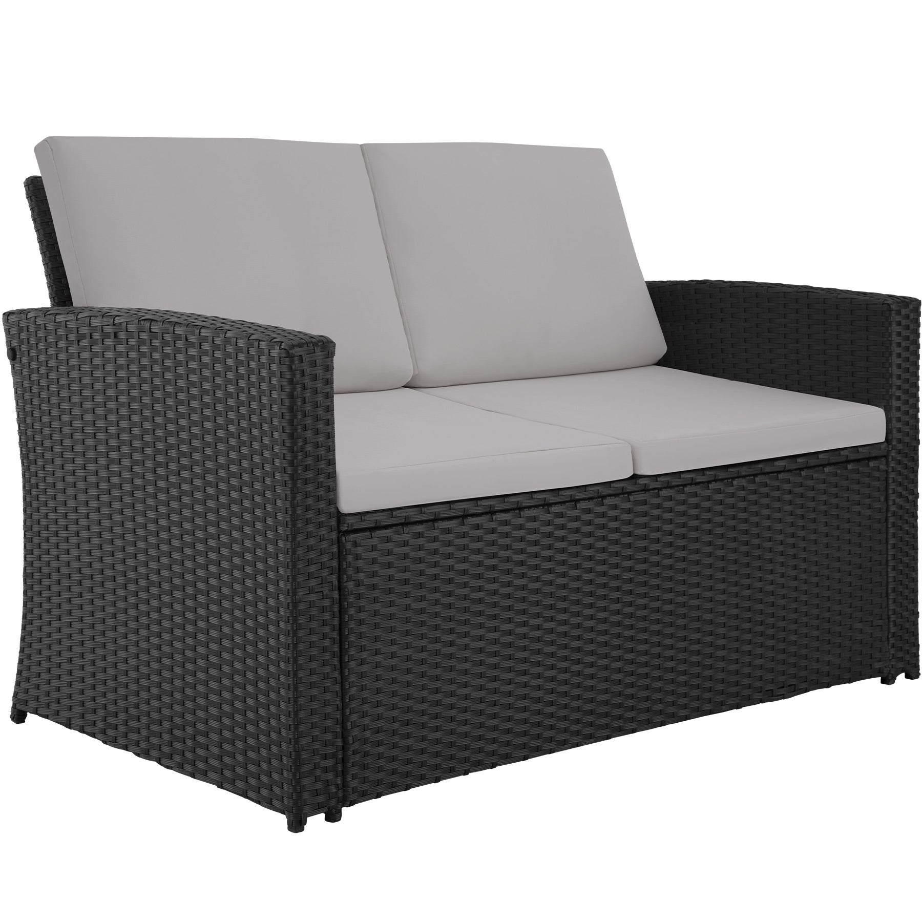 Salon bas de jardin en polyéthylène et structure en acier 4 places design courbé et plateau amovible en verre TECTAKE - 4