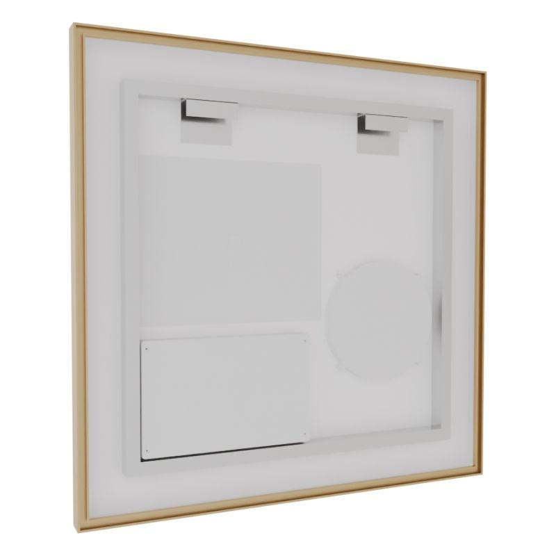 Miroir LED cadre doré cuivré CARA 80 cm x 70 cm - antibuée, horloge et loupe - 6