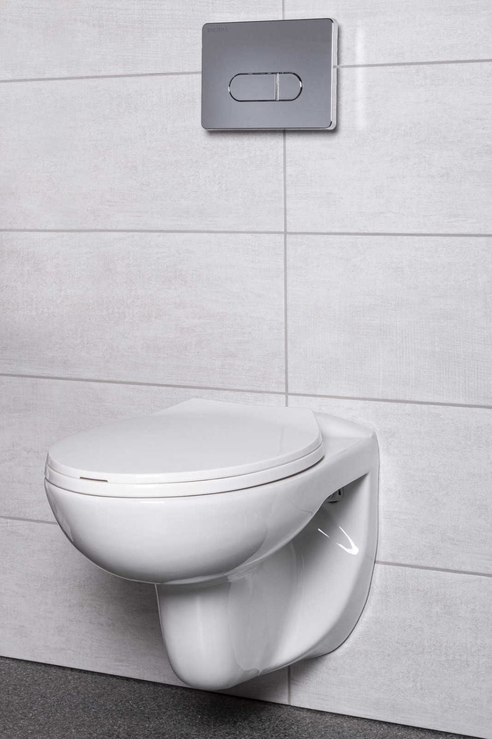 Zestaw podtynkowy WC z miską bezkołnierzową Doris i przyciskiem Pacific chrom, Kerra - 2