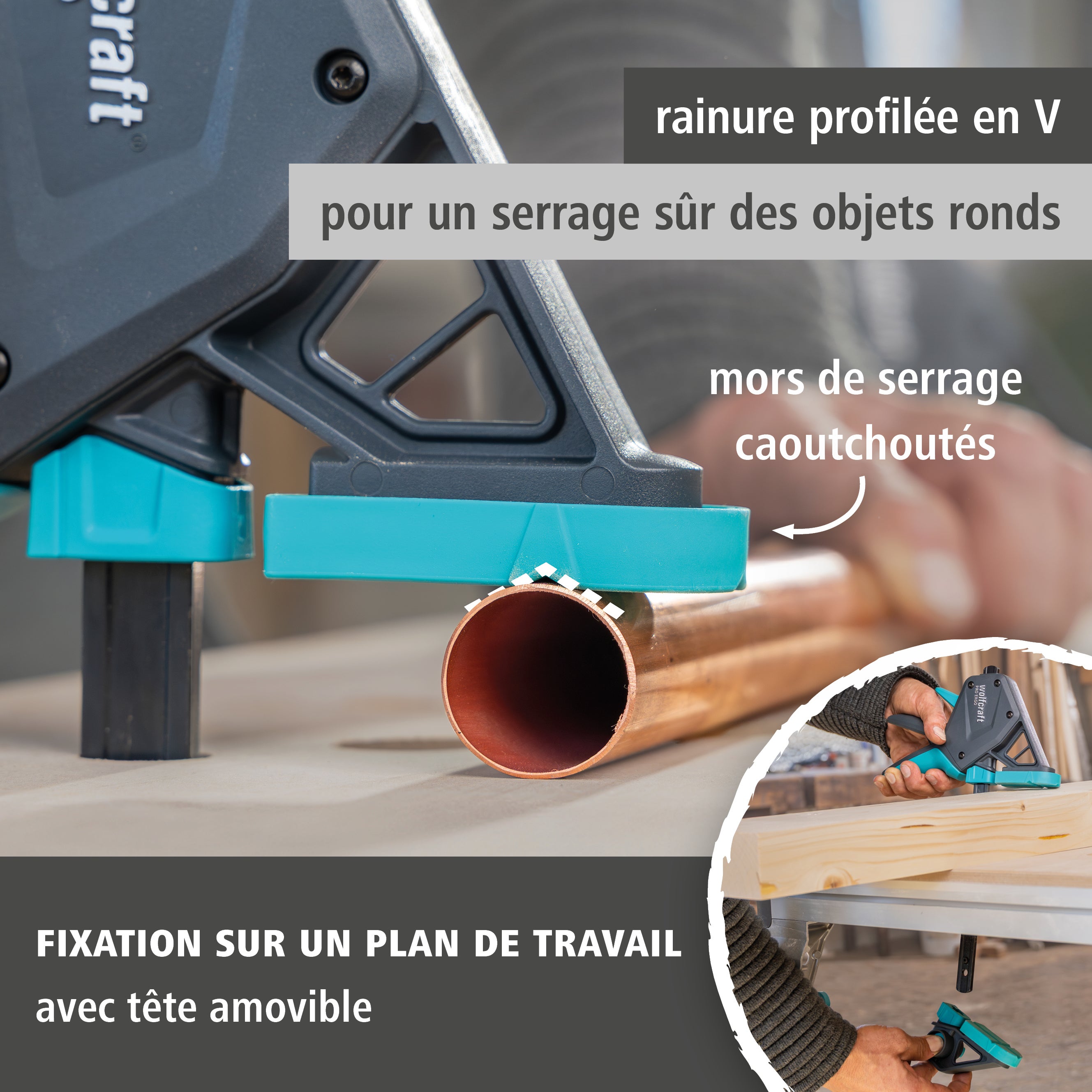 Kit de 2 Serre-Joints à une main PRO ERGO - Ouverture jusqu'à 450 mm - Force de serrage max. 150 kg - wolfcraft 8672060 - 6