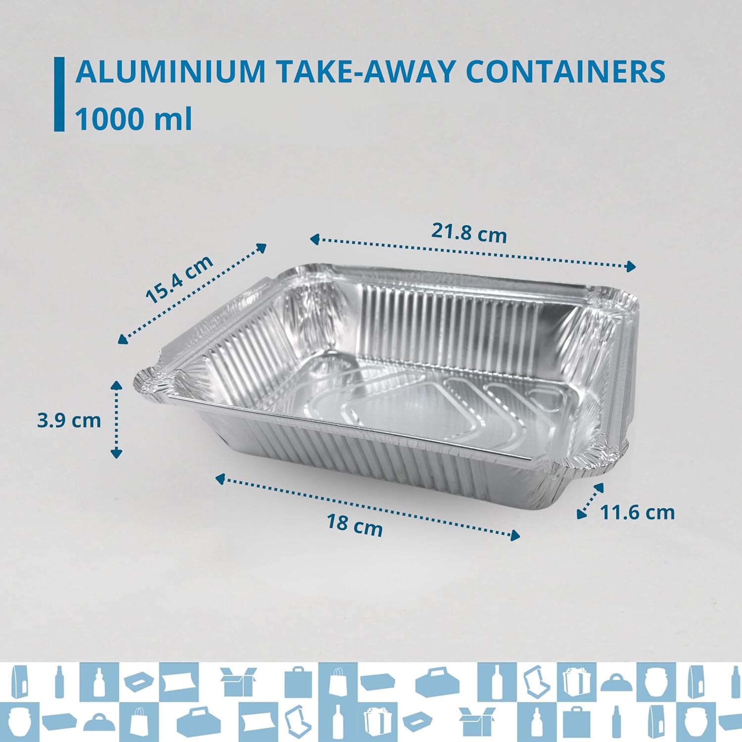 100 Bandejas de Aluminio de 1000 ml con Tapas Moldes Desechables