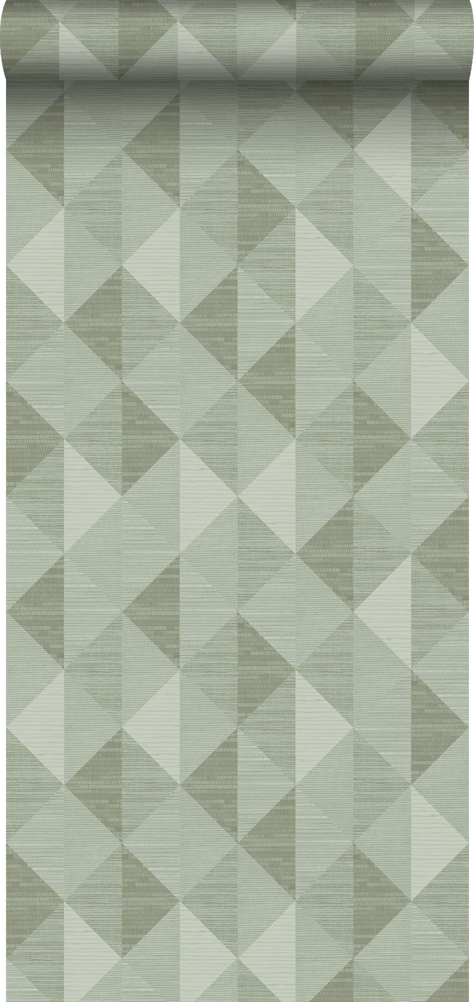Papel pintado fibra vegetal en motivo gráfico 3d verde grisáceo claro - 50 x 900 cm - origin wallcoverings