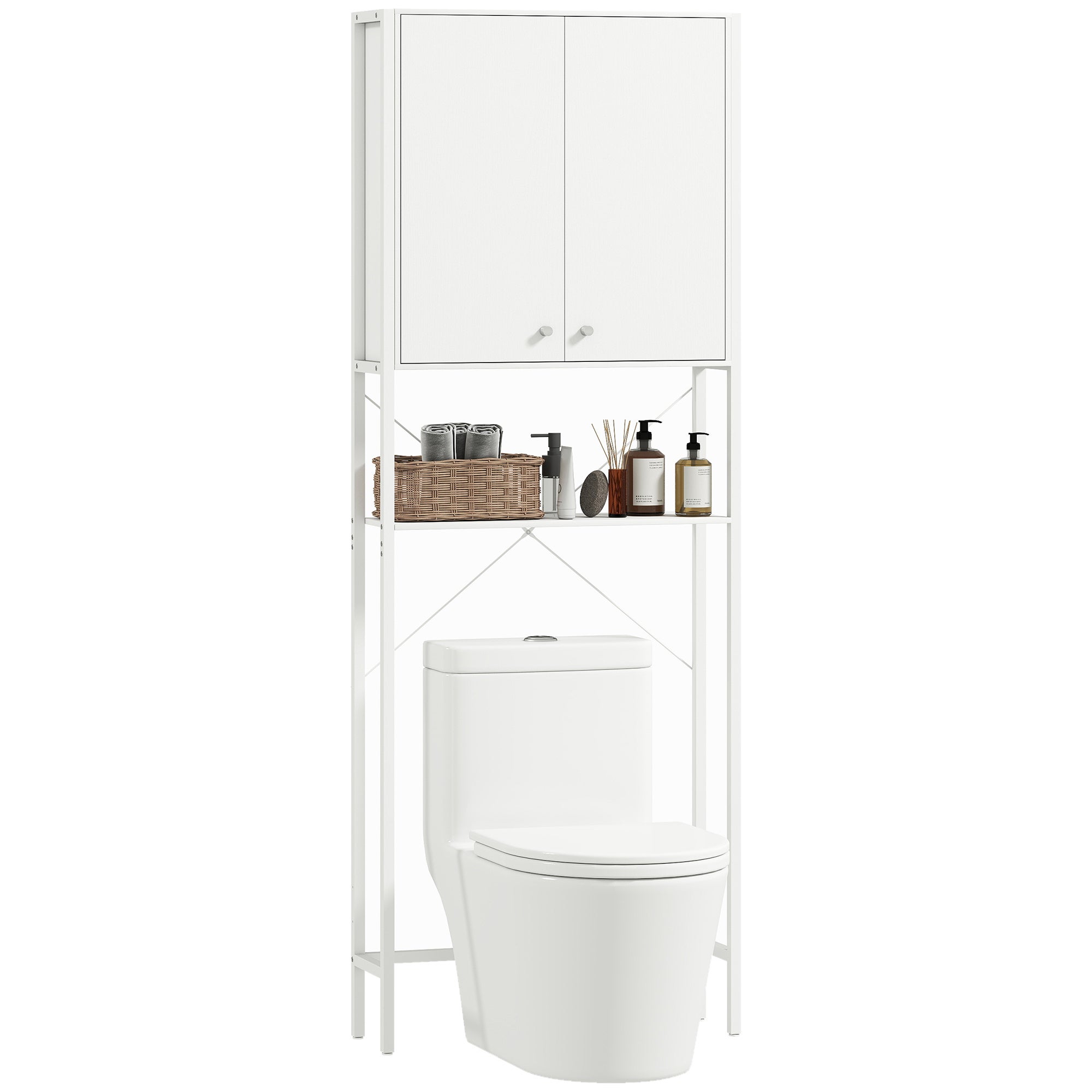 Meuble WC 168 Cm,VEVOR Rangement Au-dessus Toilettes Ou Lave-linge,Armoire Salle De Bain Blanche Avec Double Porte Etagere Ouverte 96815931 Meuble WC 168 Cm,VEVOR Rangement Au-dessus Toilettes Ou Lave-linge,Armoire Salle De Bain Blanche Avec Double Porte Etagere Ouverte 96815931
