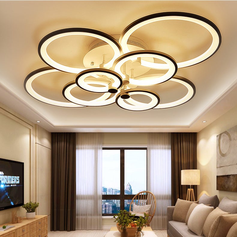 Ściemnialna lampa sufitowa LED 128 W z pilotem, 8 pierścieni świetlnych - nowoczesna lampa sufitowa, 3000 K-6500 K, energooszczędna, 96 cm - 7