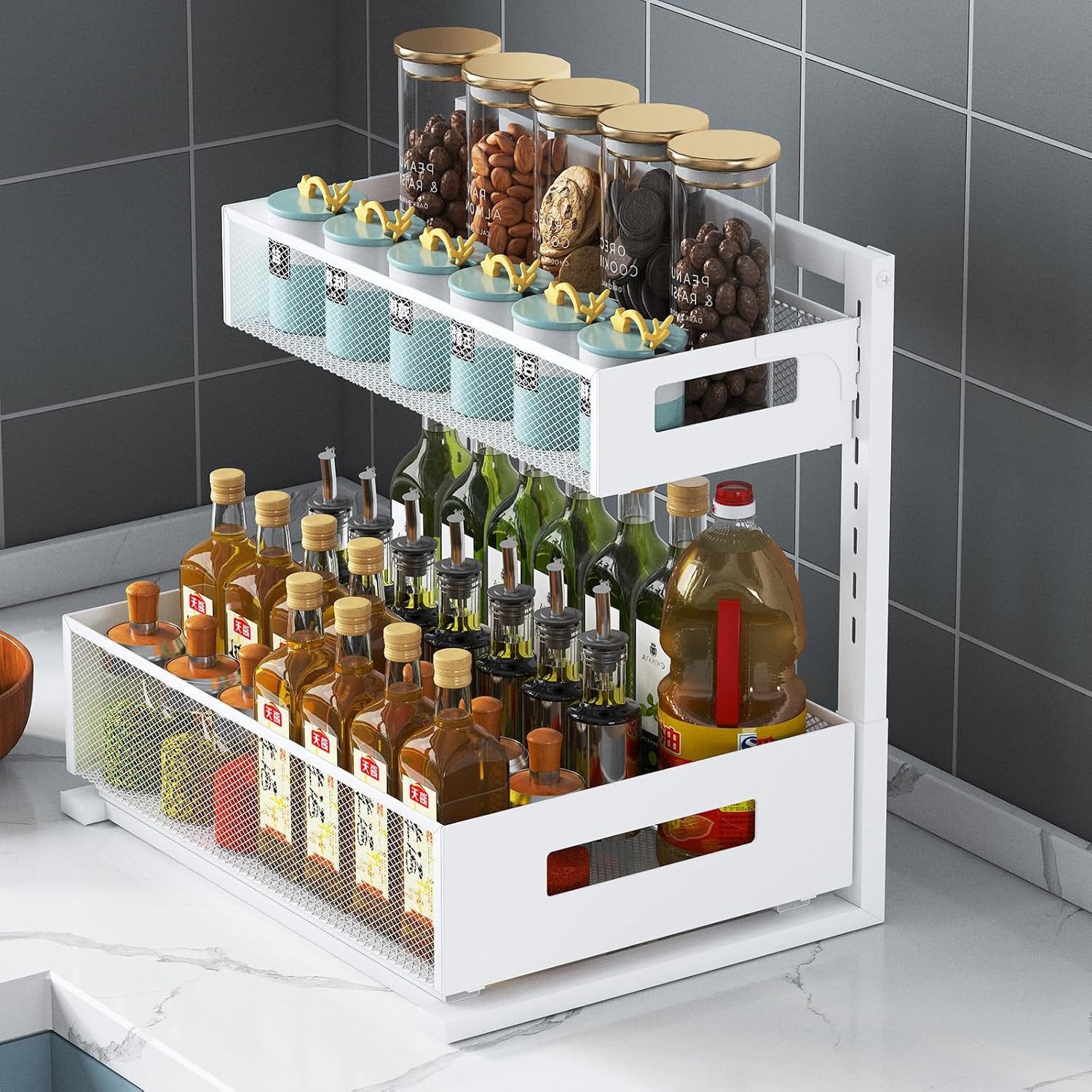 Organiseur De Placard Coulissant Sous Évier Réglable - Rangement Robuste Cuisine Moderne