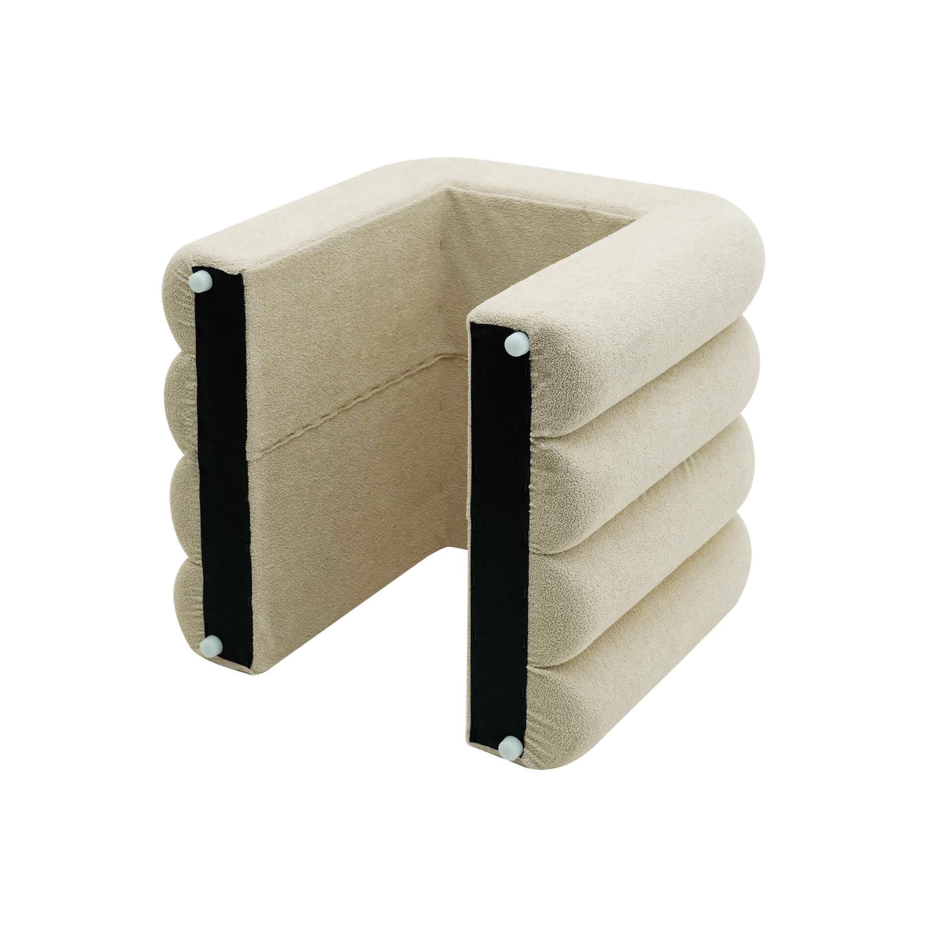 Pouf Rebecca Mobili Nikau 40x38x40 Tissu Polyester MDF Beige Moderne ENSEMBLE 2 pcs - 6